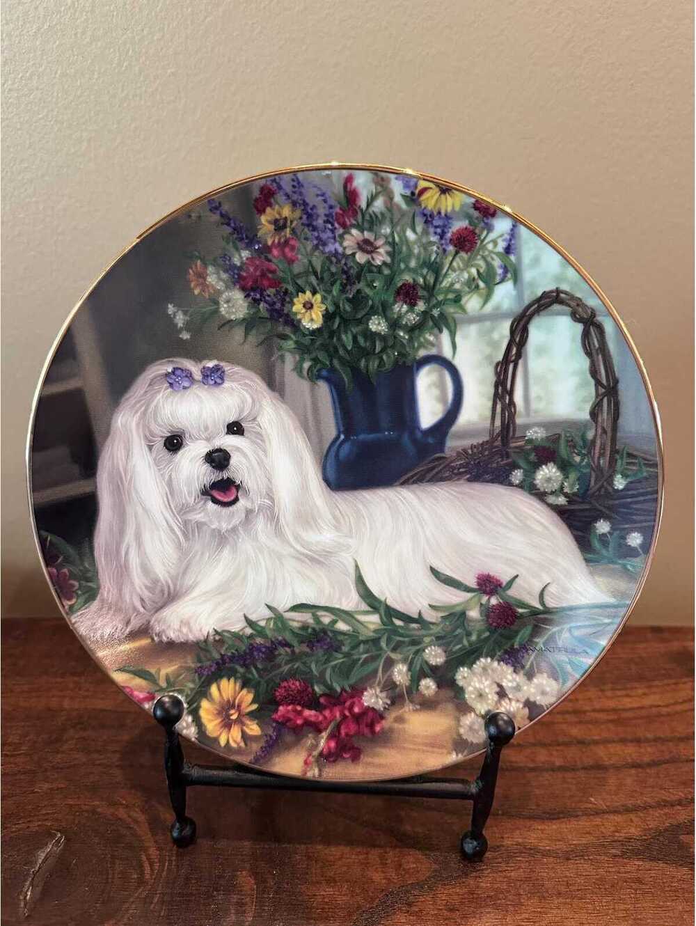 Danbury Mint Maltese Plate - Floral Delight